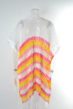 Women Summer Hollow Knit Long Sleeve Sunscreen Beach Cover-Up Top