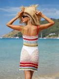 Women Summer Hollow Knit Long Sleeve Sunscreen Beach Cover-Up Top