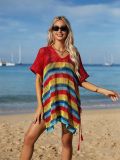 Women Summer Hollow Knit Long Sleeve Sunscreen Beach Cover-Up Top