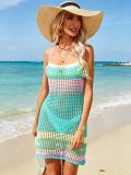 Women Summer Hollow Knit Long Sleeve Sunscreen Beach Cover-Up Top