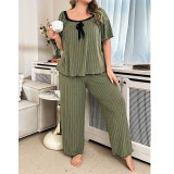 Women Plus Size Loose Comfortable Round Neck Pajamas Summer Loungewear