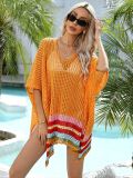 Women Summer Hollow Knit Long Sleeve Sunscreen Beach Cover-Up Top