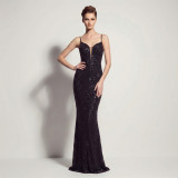 Women Sequin Formal Party Sexy Backless Mermaid Evening Dress