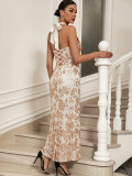 Women Sexy Backless Lace-Up Sequin Dress