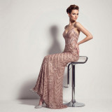 Women Sequin Formal Party Sexy Backless Mermaid Evening Dress