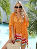 Women Summer Hollow Knit Long Sleeve Sunscreen Beach Cover-Up Top