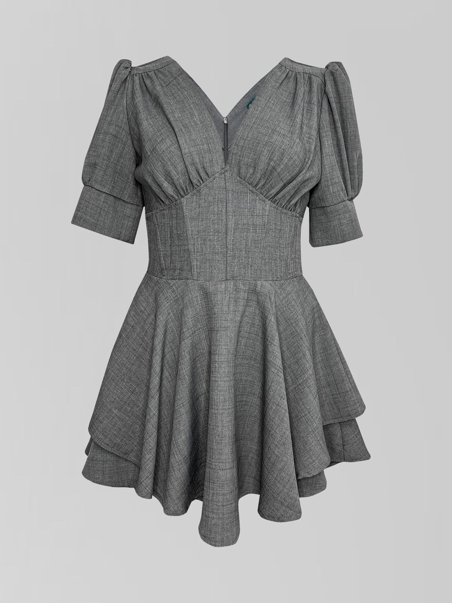 V-Neck Lantern Sleeve Dress for Summer Casual Wear