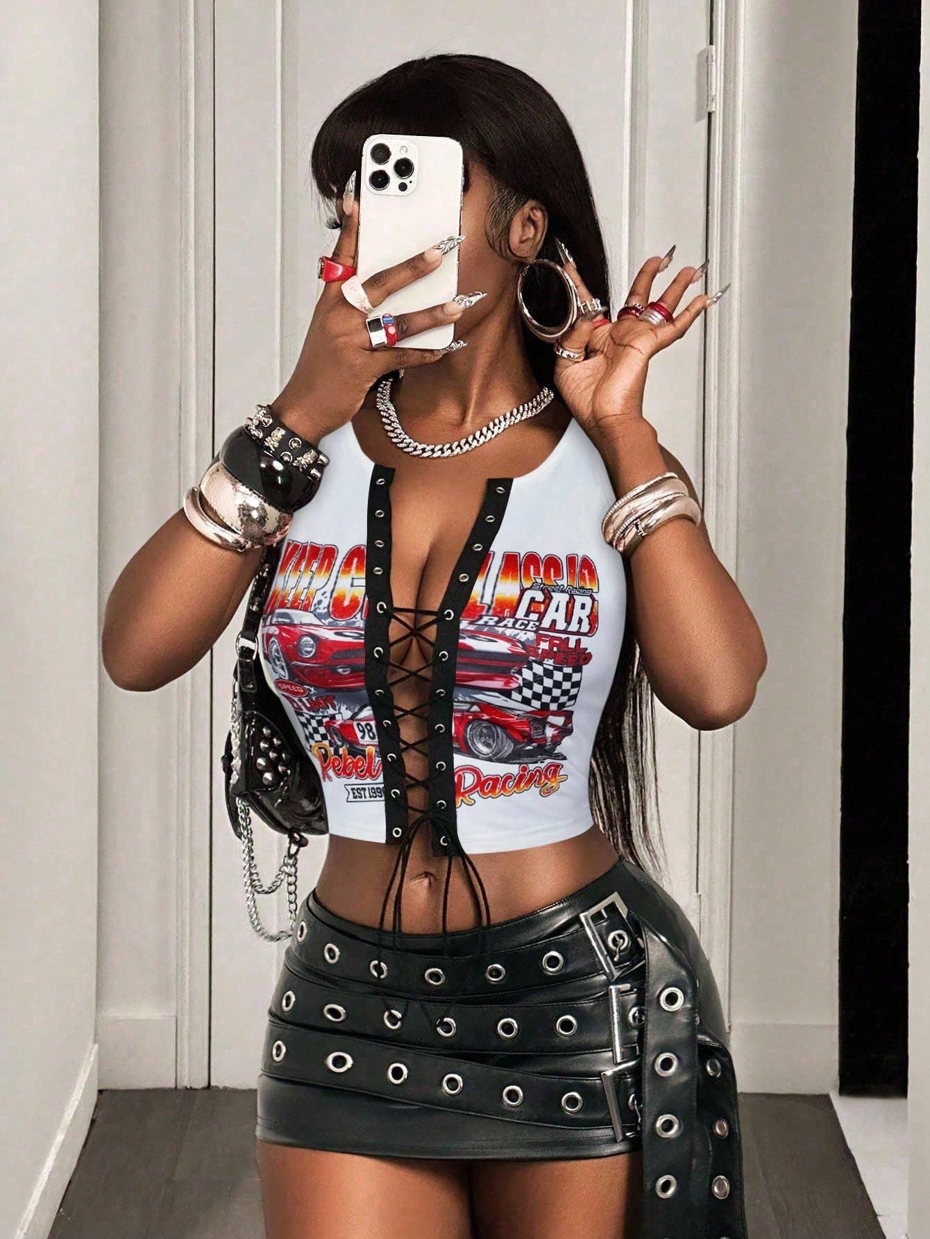 Printed Tie Detail T-Shirt for Casual Summer Wear