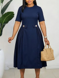 African Women Summer Round Neck Short Sleeve Dress