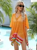Women Summer Hollow Knit Long Sleeve Sunscreen Beach Cover-Up Top