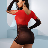 Women Multi-Color Gradient White Hollow Out Lingerie