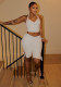 Women Sexy V Neck Halter Neck Crop Top and Cropped Pants Two Piece Set