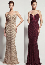 Women Sequin Formal Party Sexy Backless Mermaid Evening Dress Women Sequin Formal Party Sexy Backless Mermaid Evening Dress