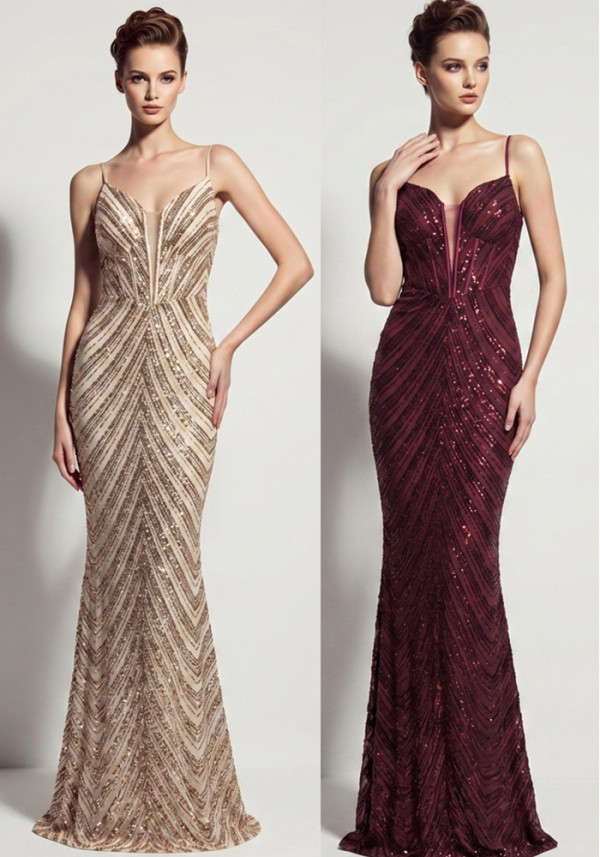 Women Sequin Formal Party Sexy Backless Mermaid Evening Dress