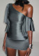 Women Spring Ruffle Sexy Slash Shoulder Off Shoulder Bodycon Dress