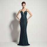 Women Sequin Formal Party Sexy Backless Mermaid Evening Dress