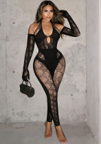 Women Hollow Out Gloves Jumpsuit Women Hollow Out Gloves Jumpsuit