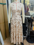 Women Sexy Backless Lace-Up Sequin Dress