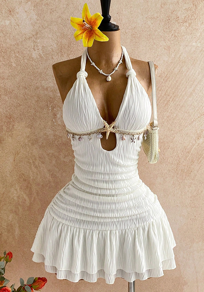 Halter Neck Lace-Up Backless Dress for Holiday Parties