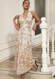 Women Sexy Backless Lace-Up Sequin Dress