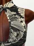 Women Mesh See-Through Sleeveless Backless Hollow Out Stretchy Bodycon Dress