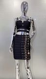 Women Cami Top and Pu Leather Skirt Two Piece Set