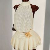 Women Sexy Floral Backless Lace-Up Tiered Dress