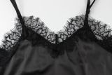 Women Sexy V Neck Spaghetti Strap Irregular Lace Patchwork Top