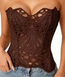 Women Embroidered Waist Trainer Bone Support Shaper Corset
