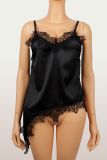 Women Sexy V Neck Spaghetti Strap Irregular Lace Patchwork Top