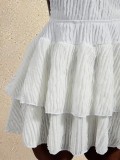 Women Sexy Halter Neck Lace-Up Multi-Layer Backless Holiday Dress