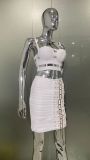 Women Cami Top and Pu Leather Skirt Two Piece Set