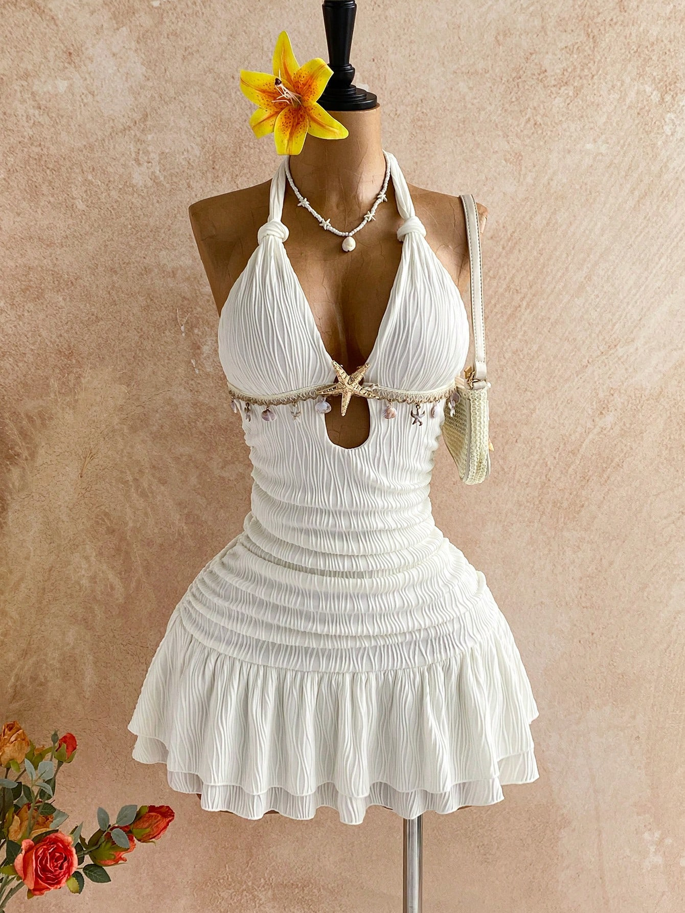 Halter Neck Lace-Up Backless Dress for Holiday Parties
