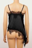 Women Sexy V Neck Spaghetti Strap Irregular Lace Patchwork Top