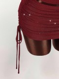 Women Sexy Backless Halter Neck Top and Skirt Set