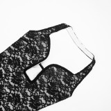 Women Spring Summer Sexy Lace Halter Neck Mini Bodycon Dress