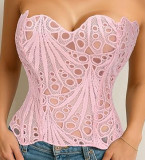 Women Embroidered Waist Trainer Bone Support Shaper Corset