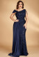 Women Plus Size Sequin Single Shoulder Sleeveless Beaded Ribbon Cocktail Formal Party Evening Dress