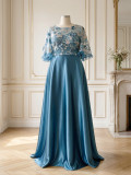Women Sequin Embroidery Mother Of The Bride Dress Bat Half Sleeve Ruffle Plus Size Formal Long Dress