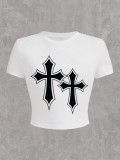 Women Street Printed Cropped T-Shirt Top