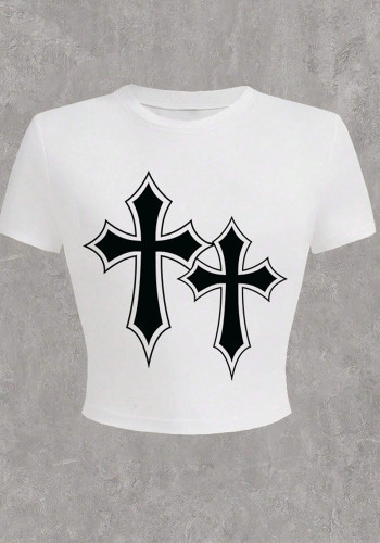 Women Street Printed Cropped T-Shirt Top