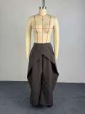 Summer Women High Waist Slim Fit Draped Wide Leg Casual Pants