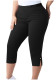 Women Plus Size Slit Basic Elastic Waist Tight Capri Pants