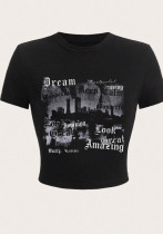 Women Street Printed Cropped T-Shirt Top Women Street Printed Cropped T-Shirt Top