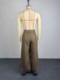 Summer Women High Waist Striped Loose Wide Leg Casual Pants