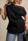 Women Slash Shoulder Lace Patchwork Irregular Ruffle Short Sleeve T-Shirt