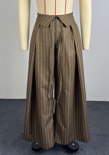 Summer Women High Waist Striped Loose Wide Leg Casual Pants