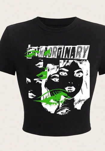 Women Street Printed Cropped T-Shirt Top