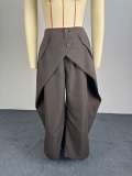 Summer Women High Waist Slim Fit Draped Wide Leg Casual Pants