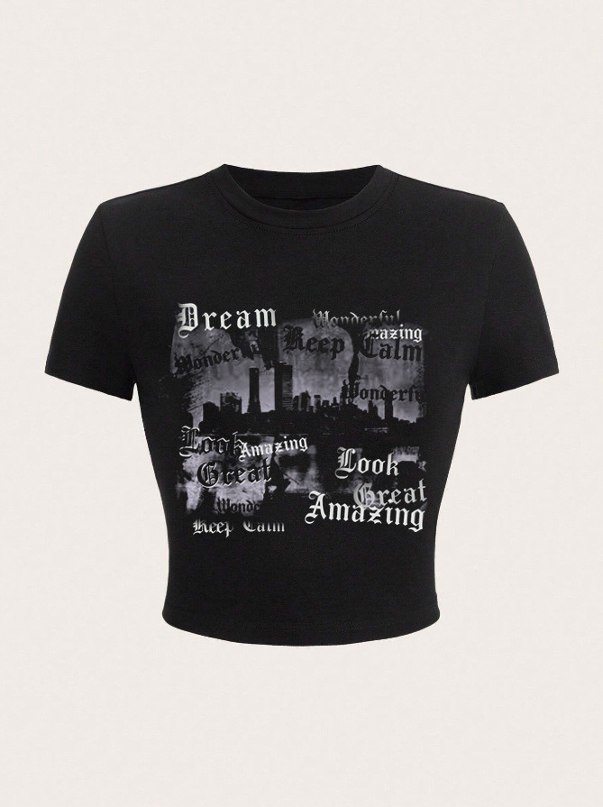 Printed Cropped T-Shirt Top for Casual Streetwear